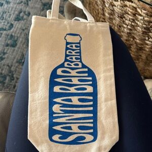 Santa Barbara Canvas wine/gift Bag - Blue and Cream